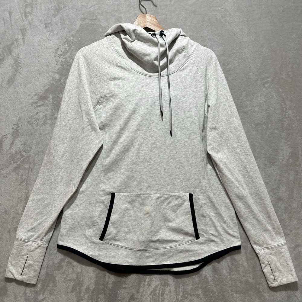 ATHLETA Sentry Activewear Hoodie Pullover Sweatshirt Size XL Light Grey Heather